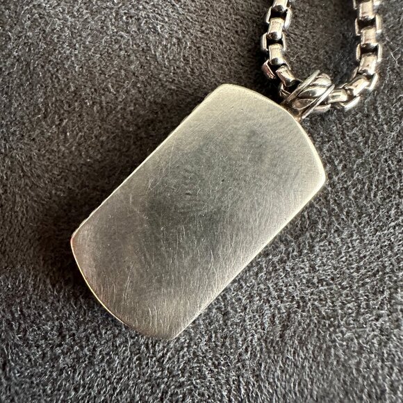 David Yurman Tiger Iron Dog Tag & DY Small Box Chain Necklace - 24" - Picture 10 of 15